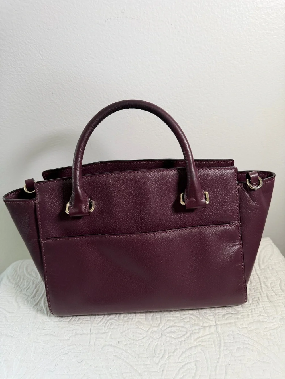 Kate Spade New York Burgundy Leather Satchel Bag & Wallet Set